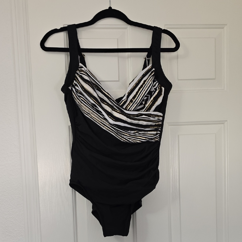 Chico's Black and White Swimwear Sz 12 Nwt